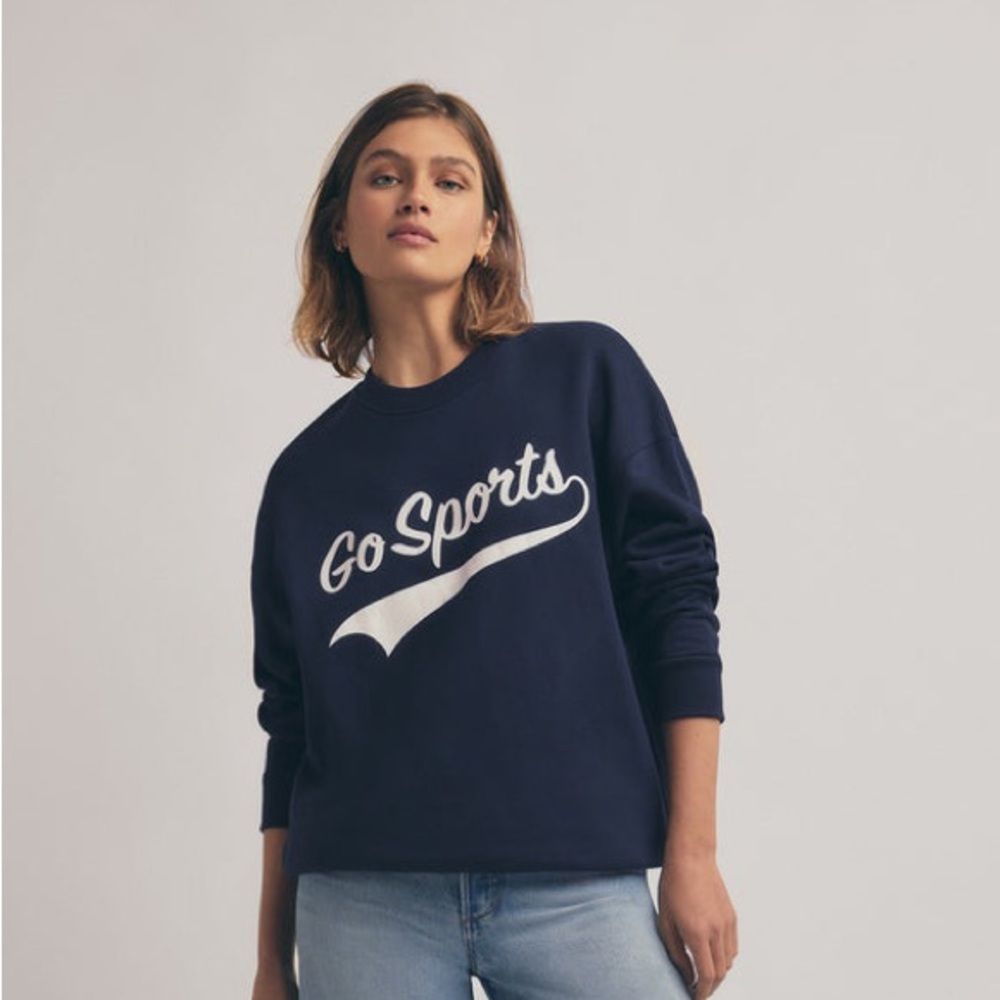 Favorite Daughter Navy 'Go Sports' Graphic Sweatshirt with White Logo